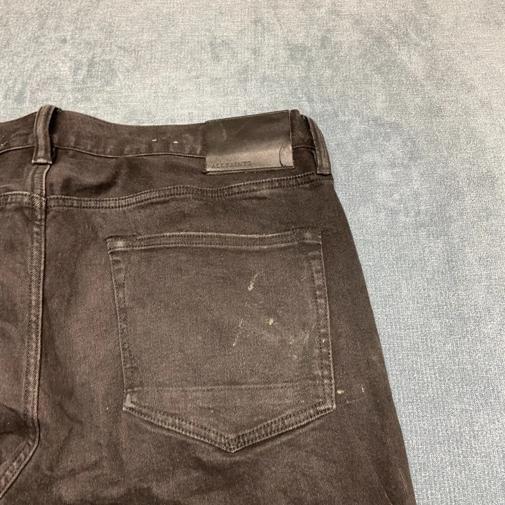 Allsaints Cigarette Jeans 36W Black Denim Cotton Skinny Leg 5 Pockets Dark Wash